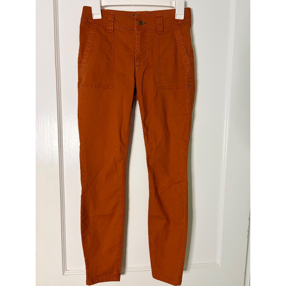 Toad&Co Mission Ridge Skinny Pants Womens 2 Burnt Orange Rust Organic Cotton